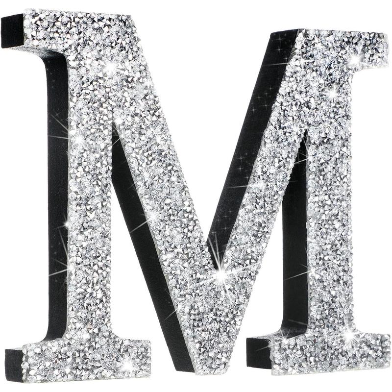 5.7 Inch Crystal Diamond Letters Shiny Letters Decor Hanging Letters with Screws and Hooks Rhinestone Diamond Decorations Craft for Wall Bedroom Office Door Ornament Hangable Hangable