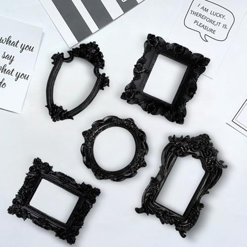 Vintage Resin Picture Frame, 5 Pcs Mini Antique Photo Frame Resin Wall Hanging Photo Frame, Desktop Jewelry Display Frame Holiday Party Hotel Decor