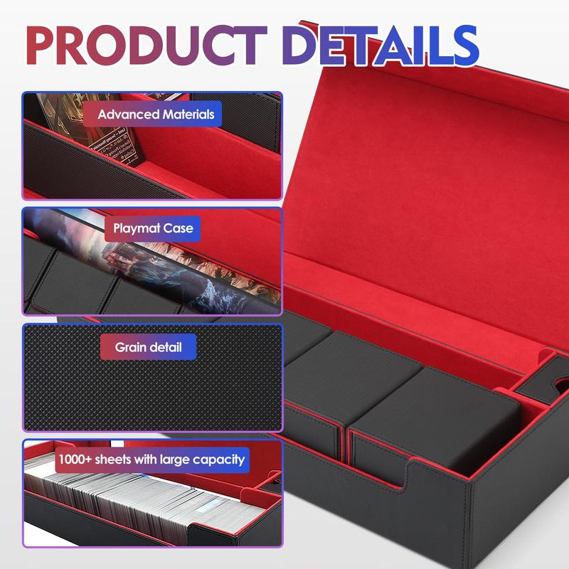 Premium Trading Card Storage Box  Holds 800+ Sleeved Cards for , Yu-Gi-Oh, Pokémon & Sports Cards - Leather Organizer with Strong Magnet Closure