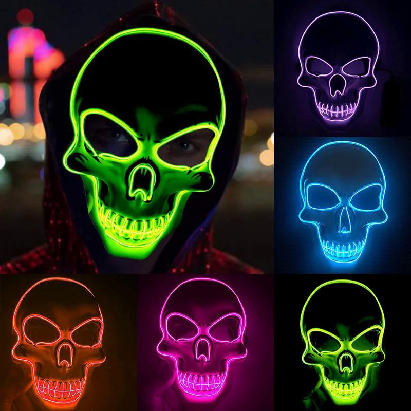 Neon Mask LED Light Up Party Masks The Purge Election Year Great Funny Mask Festival Cosplay Costume Supplies Glow Dark Skeleton Halloween