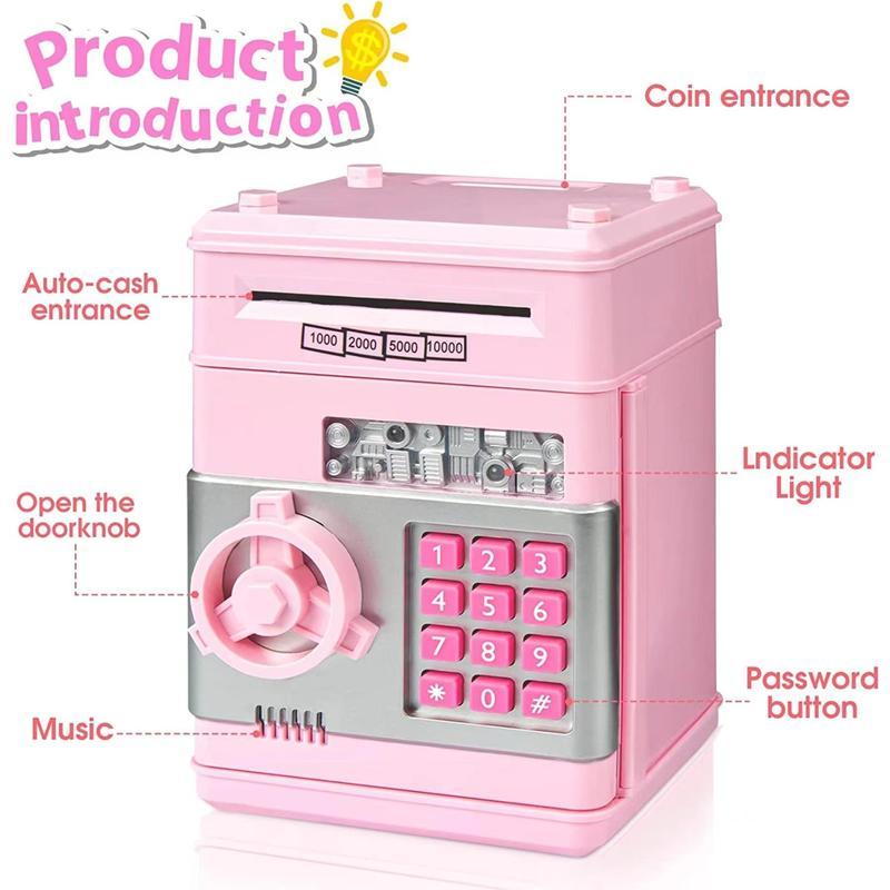 Saving Challenge Password Piggy Bank for MeanGirls Decorations, Kids Money Saving Box,Summer Gifts Automatic Rolling Paper MoneyATM Machine, Birthday Gift for Boys & Girls