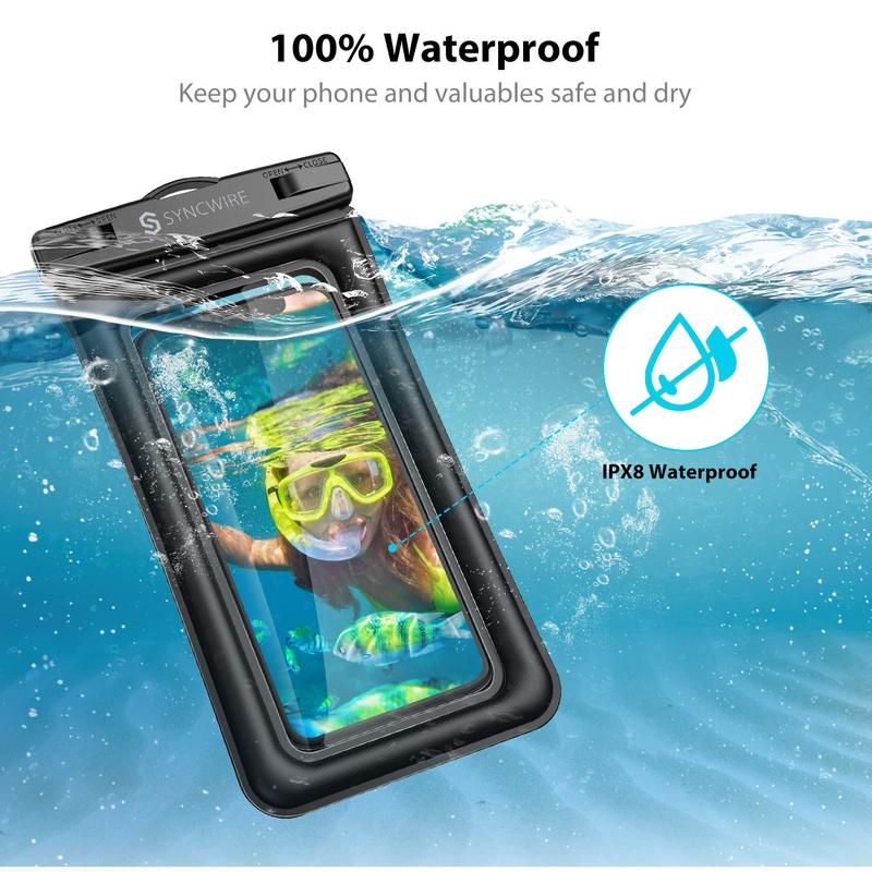 Syncwire Waterproof Phone Pouch, 2-Pack IPX8 Universal Case, Dry Bag for iPhone 13 12 11 X 8 7, Galaxy S21 S10, Pixel, Up to 7