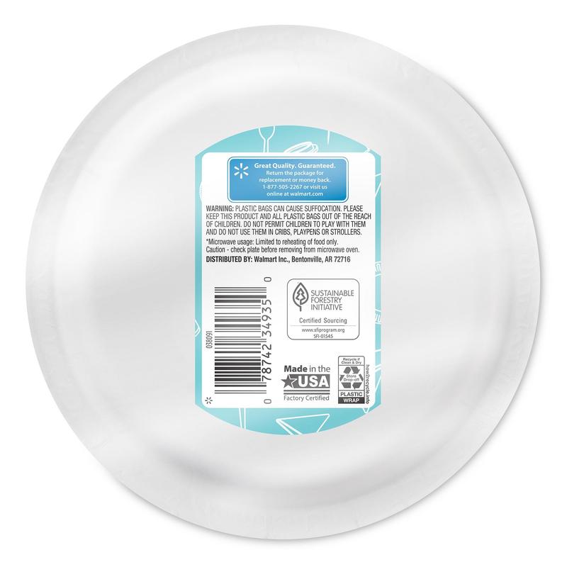 Great Value Everyday Disposable Paper Plates, 8.5