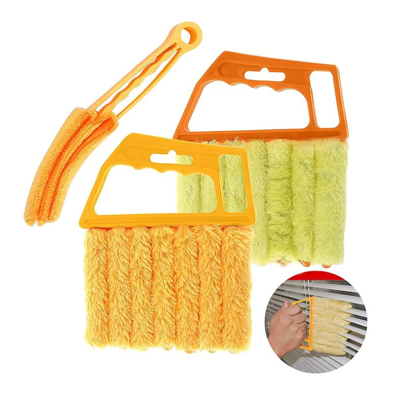 2 count Window Venetian 7 Finger Dusting Cleaner Tool and 1 count Window Blind Cleaner Duster Brush Hand-Held Window Shutters Venetian Shades Brush Window Air Conditioner Duster Dirt Cleaner … Yellow