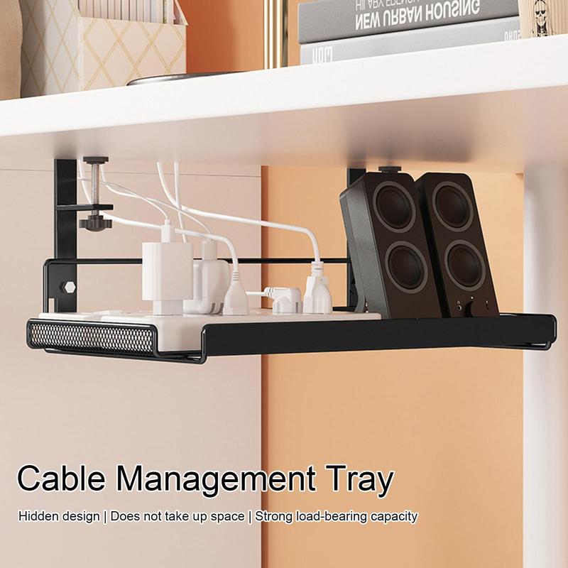 Under Desk Storage Rack, 1 Count Under Desk Cable Management Rack, Cable Management Holder, Desk Organizer for Home Office