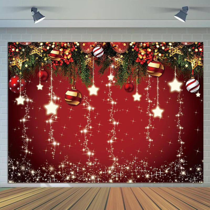 Christmas Background 7x5ft Red Christmas Backdrop Sparkling Stars Christmas Backdrop New Year Eve Party Xmas Holiday Decorations Photography Banner