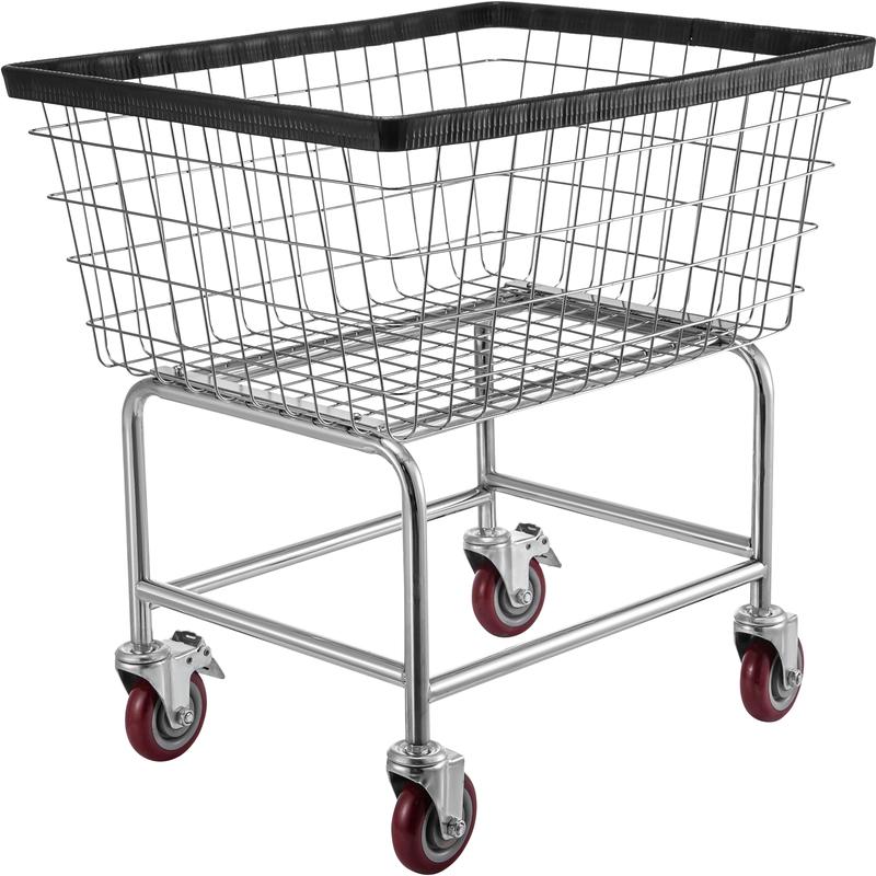 VEVOR Wire Laundry Cart, 2.5 Bushel Wire Laundry Basket with Wheels, 21\'\'x27\'\'x27.5\'\' Commercial Wire Laundry Basket Cart, Steel Frame with Chrome Finish, 4inch Casters, Wire Basket Cart For Lau Organiser