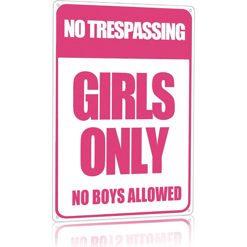 Funny Girls Only Sign No Trespassing No Boys Allowed Tin Sign for Girls Cave Room Bedroom Dorm Wall Decor 8 X 12 Inch (3010)