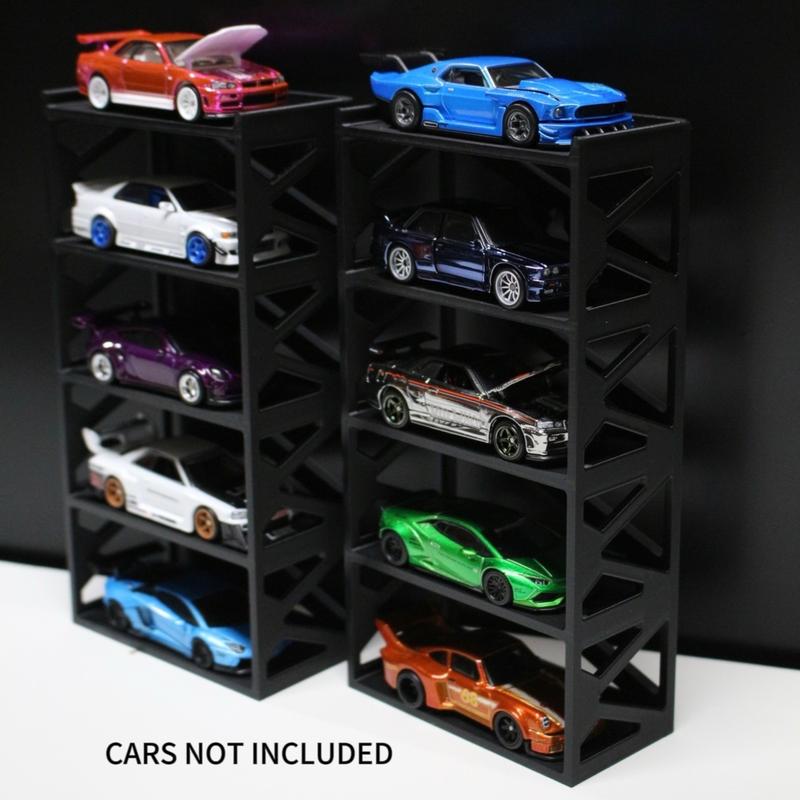 V2 Hotwheel 5 Car Display Stand w Hidden Wall Mounting Hole Industrial Design Hanging Shelf Storage Diorama Diecast Model Car 1 64 1:64 Organiser Hangable Racks