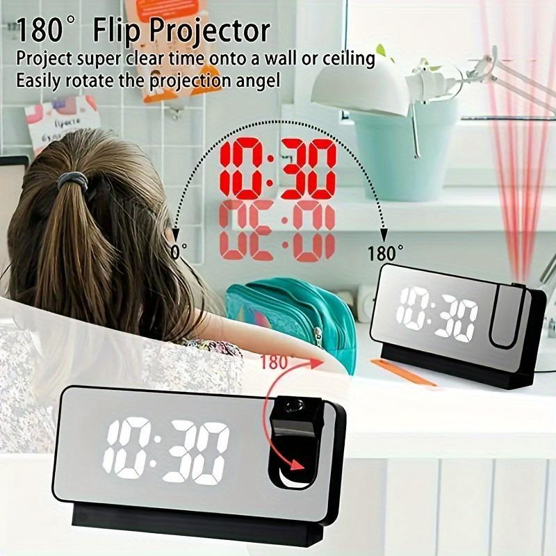 Projection Alarm Clock, 1 Count 7.8 Inch Large Digital Clock with 180° Projector, USB Charging Clocks, Room Decor, Dorm Essentials, Summer Essentials