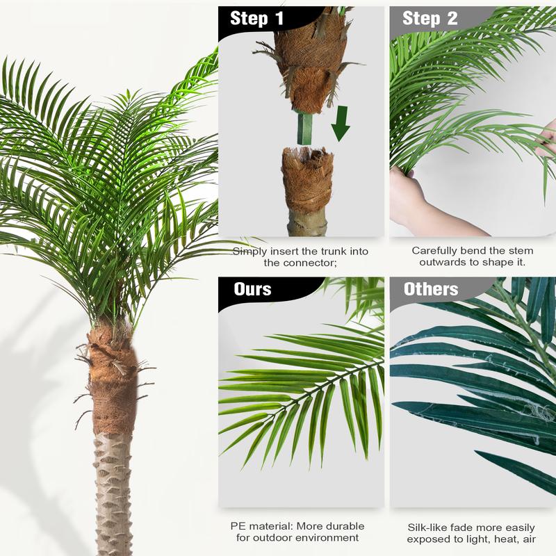 Artificial Phoenix Palm Tree, Simulation Plant, 7 8 9 Feet Tall with 18 Adjustable Leaves, Outdoor Indoor Decoration Fake Plants for Home Office Decoration Decorative Fruit Outdoor Tall Plants artificial greenery Ornaments potted  plant