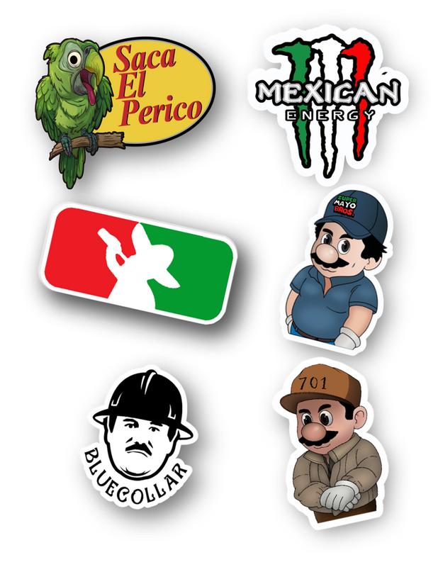 30-Pc Mexican-Themed Parody Sticker Pack Designs! Durable Vinyl, All-Season, Perfect for Hard Hats, Toolboxes, Tumblers & More! Decor Decorative