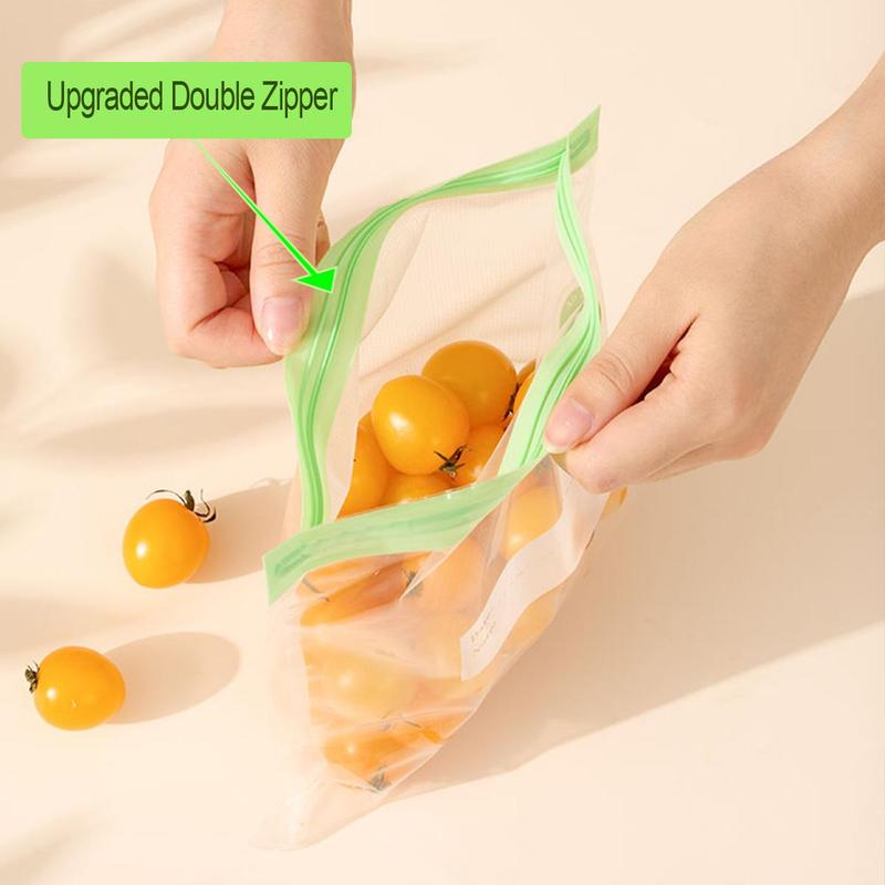 Reusable Vacuum Sealer Bag Set, 20pcs set Including 15pcs Vacuum Sealer Bags & 4 Counts Clips & 1 Count Hand Pump, Food Storage Bag for Home Kitchen Picnic