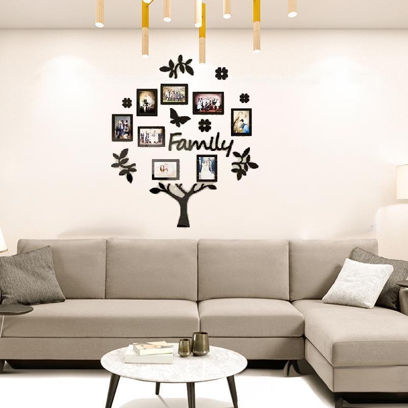 Family Tree Design Wall Sticker, 1 Set Creative 3D Acrylic Wall Decal, Wall Art Decor for Home Living Room Bedroom