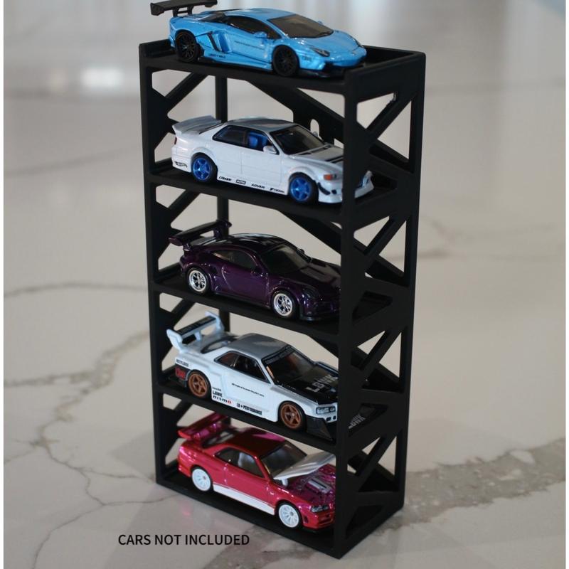 V2 Hotwheel 5 Car Display Stand w Hidden Wall Mounting Hole Industrial Design Hanging Shelf Storage Diorama Diecast Model Car 1 64 1:64 Organiser Hangable Racks