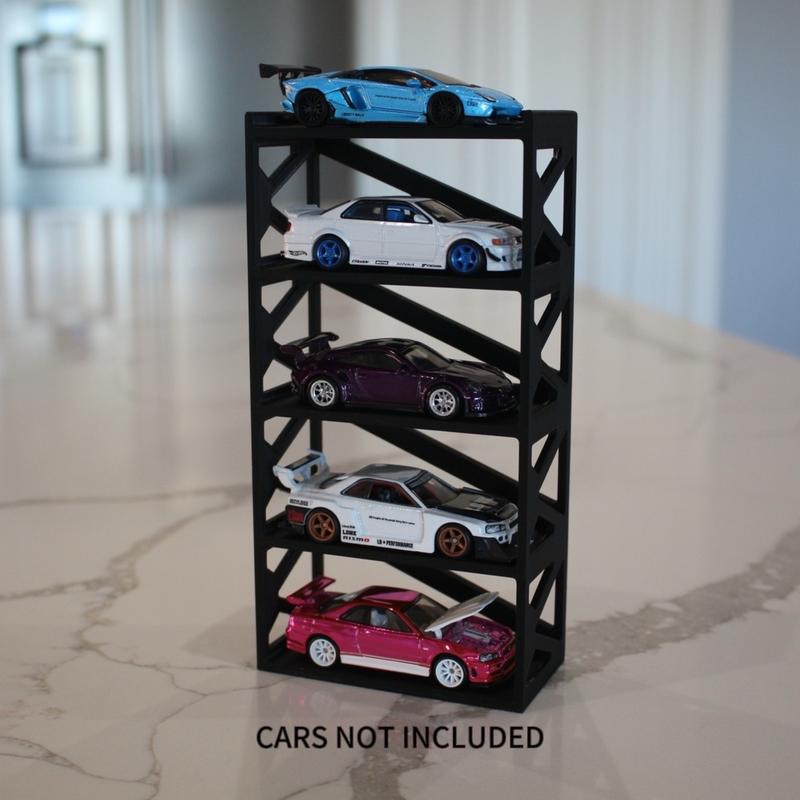 V2 Hotwheel 5 Car Display Stand w Hidden Wall Mounting Hole Industrial Design Hanging Shelf Storage Diorama Diecast Model Car 1 64 1:64 Organiser Hangable Racks