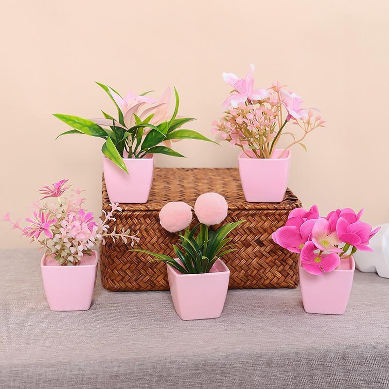 Artificial Potted Plant, 5pcs set Mini Simulated Faux Decorative Plant with Flower Pot, Home Decor Supplies for Living Room, Bedroom, Office Desk, Bookshelf and Windowsill