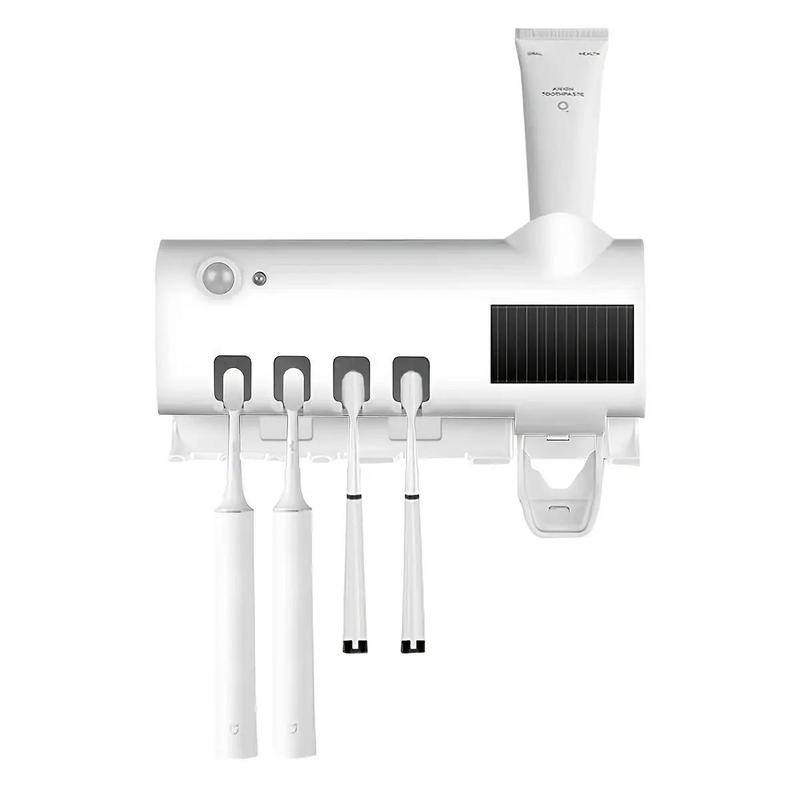 Wall Mounted Toothbrush Storage Rack, Rechargeable  Automatic Toothpaste Squeezer, UV Toothbrush Sanitizer and Holder