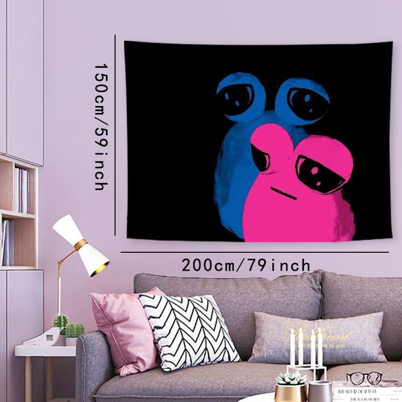 Abstract Frog Couple Pattern Tapestry, 1 Count Aesthetic Wall Hanging Decor, Polyester Tapestry for Bedroom Home Office Decor, Accessories with Free Installation Package