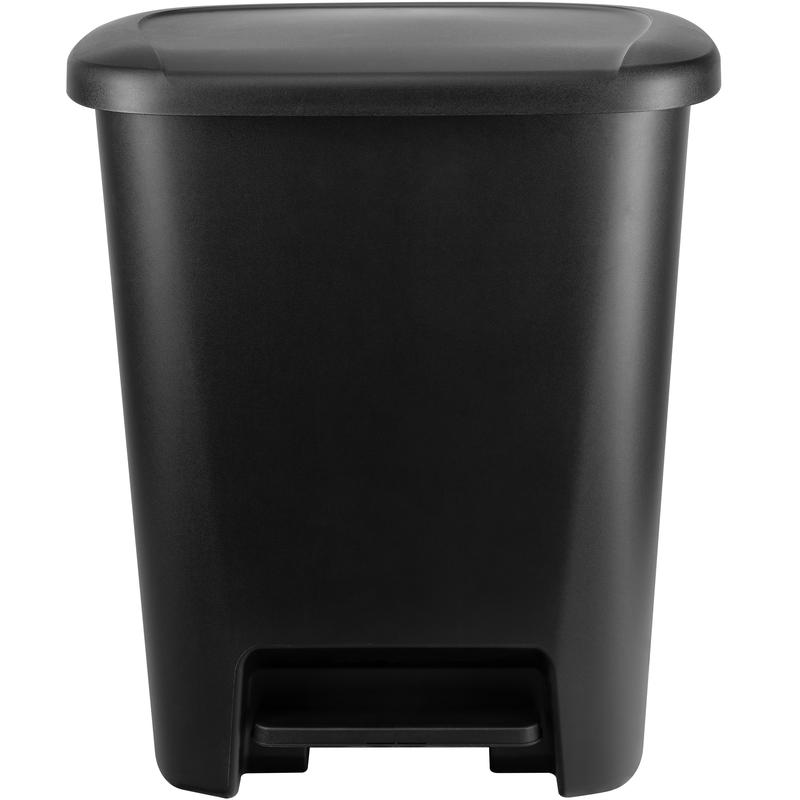 Hefty 20.4 Gallon Step-On Trash Can, Plastic Extra Large Kitchen Trash Can, Black