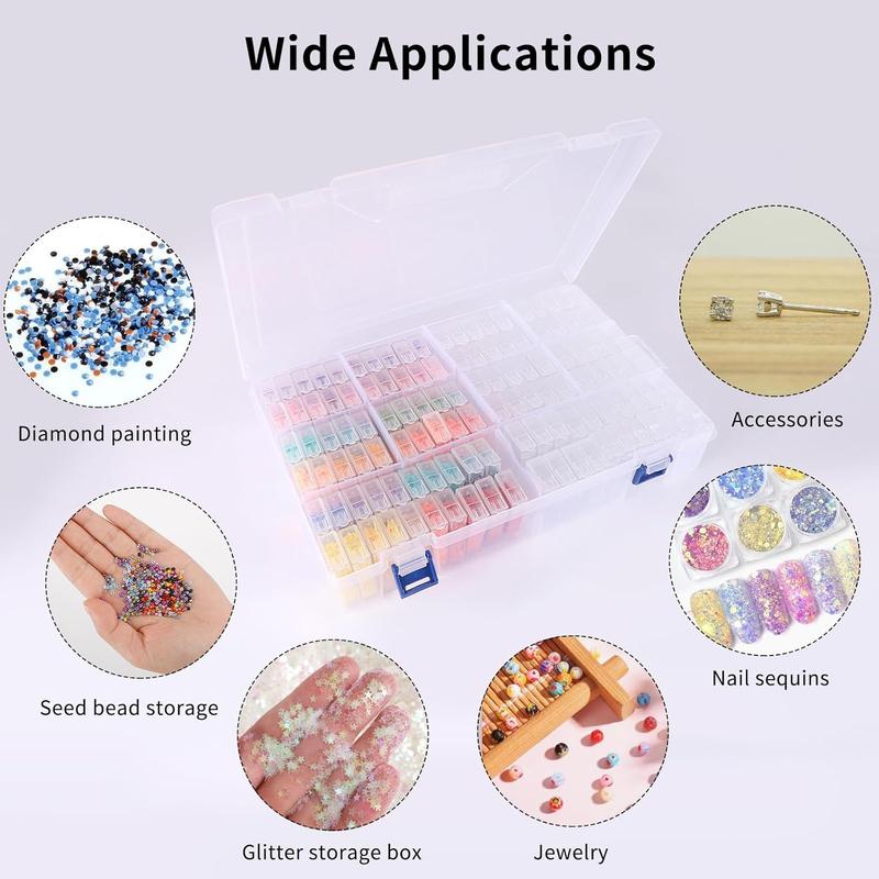 120 Slots Diamond Painting Storage Container, 5D Diamond Accessories Embroidery Box Tools Kit for Beads, Seed, Art Craft with Funnel and Labels