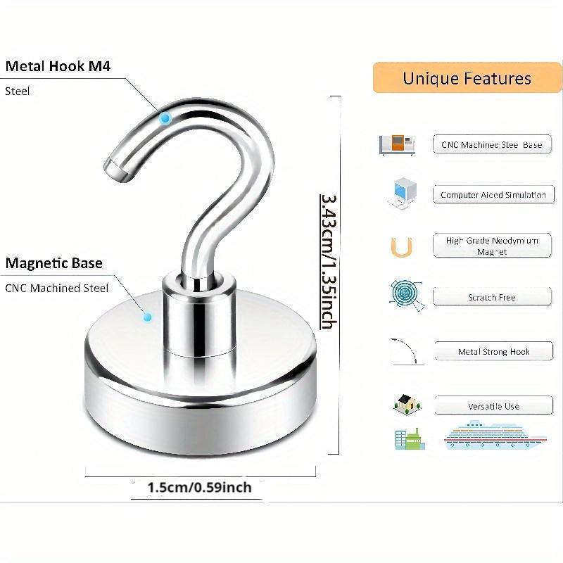 Magnetic Hook, 10pcs Stainless Steel Magnetic Hook for Towel, Magnetic Hanger for Kitchen, Home, Workplace, Office and Garage