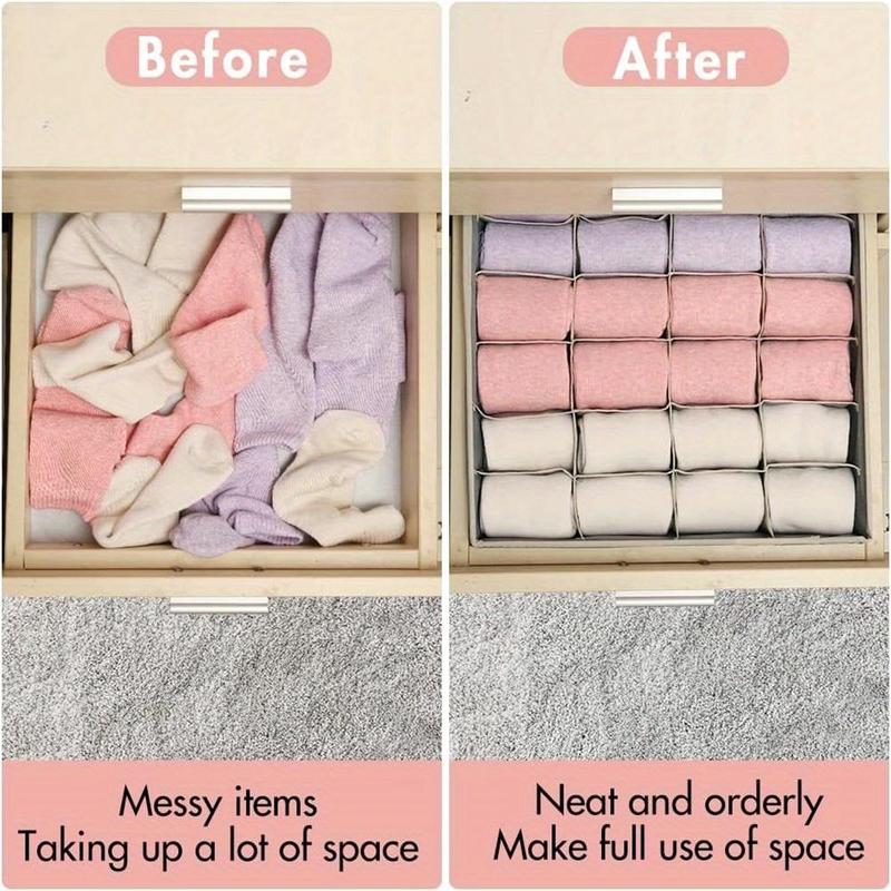 Underwear Socks Storage Bag, 2 Counts 24-grid Underwear Socks Drawer Organizer, Large Capacity Foldable Wardrobe Organizer