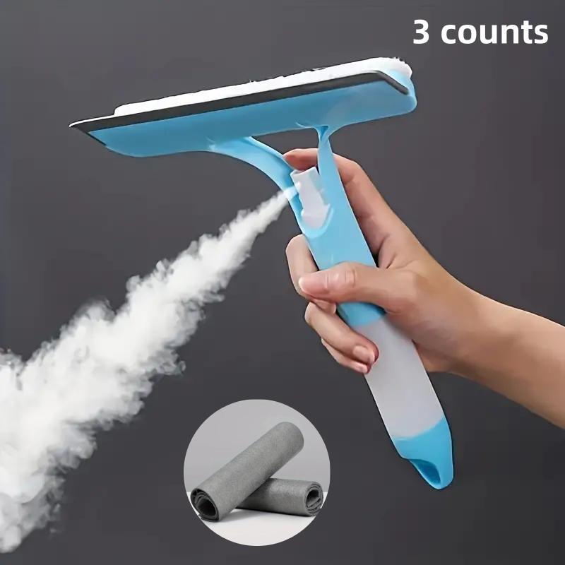 3 in 1 Glass Scraper & 2 Counts Cloth Set, 3 Counts Multifunctional Handheld Shower Window Glass Scraper, Cleaning Tool for Window, Tile, Car Windshield, Mirror