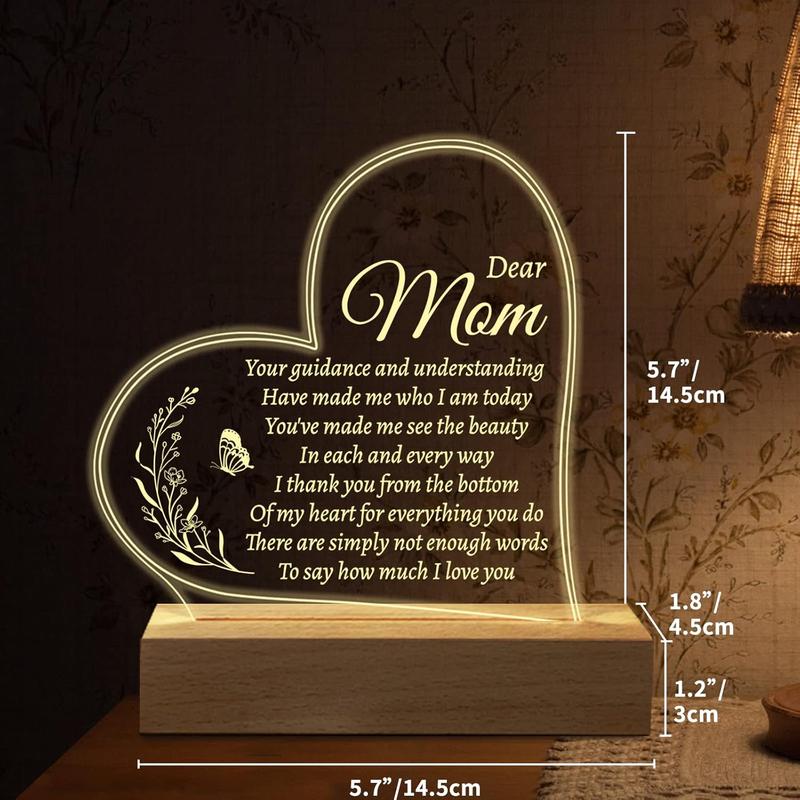 Christmas Gifts for Mom Birthday Gifts, Acrylic Engraved 15 * 19CM Presents, Valentines Day Mothers Day Christmas Gifts for Mom from Daughter Son