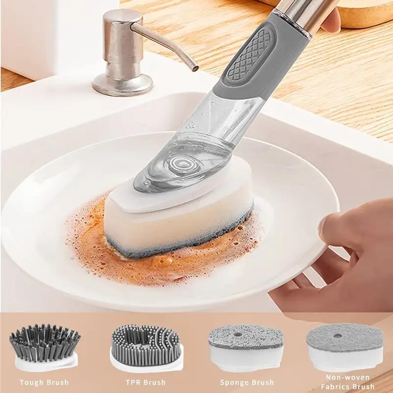 Soap Dispensing Dish Brush Set, 1 Box Deep Cleaning Scrub, Decontamination Multifunctional Cleaning Tool for Dish Pot Pan Sink Kitchen