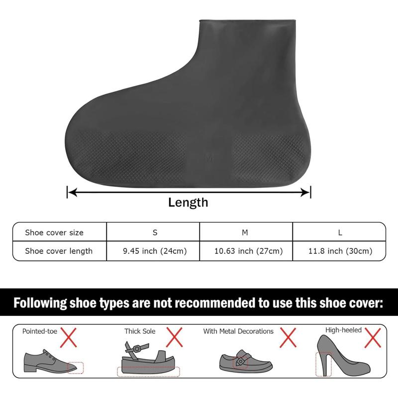 Waterproof Shoe Covers, Reusable Silicone Shoe Protectors for Men, Women, Durable, Easy To Carry, Nonslip Rain Shoe Covers for Rain, Snow, Car Washing, Camping