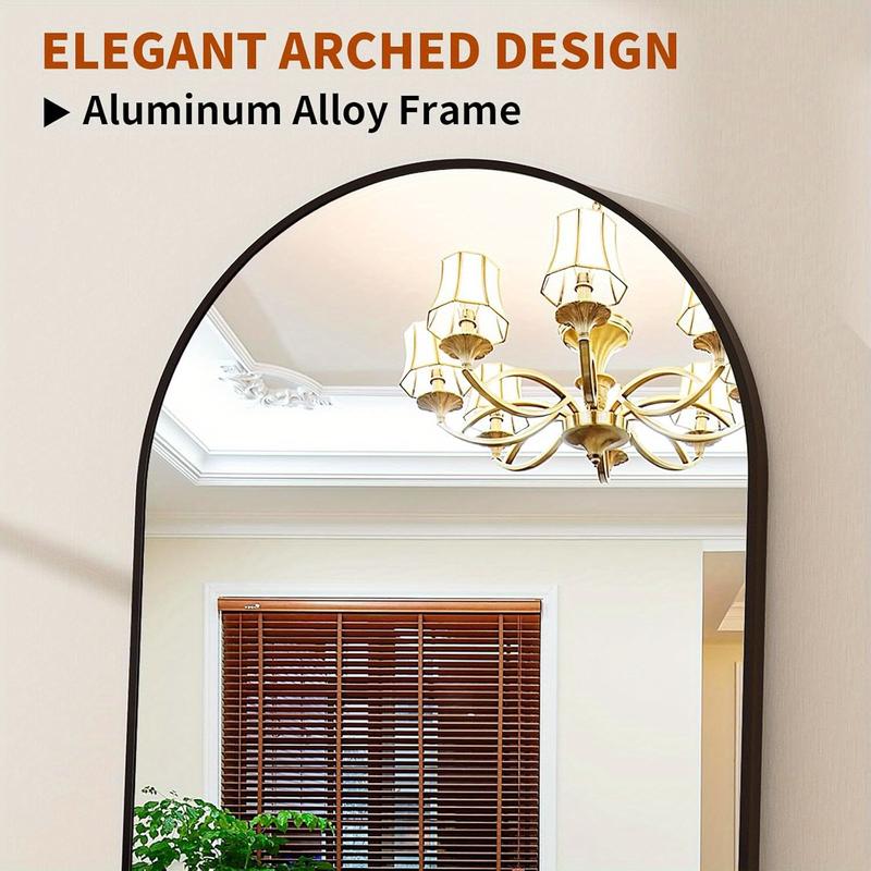 Full Length Floor Mount Mirror-Aluminum Alloy Frame-Arch Mirror Full Length HD-Full Body Mirror-for Bedroom or Living Room