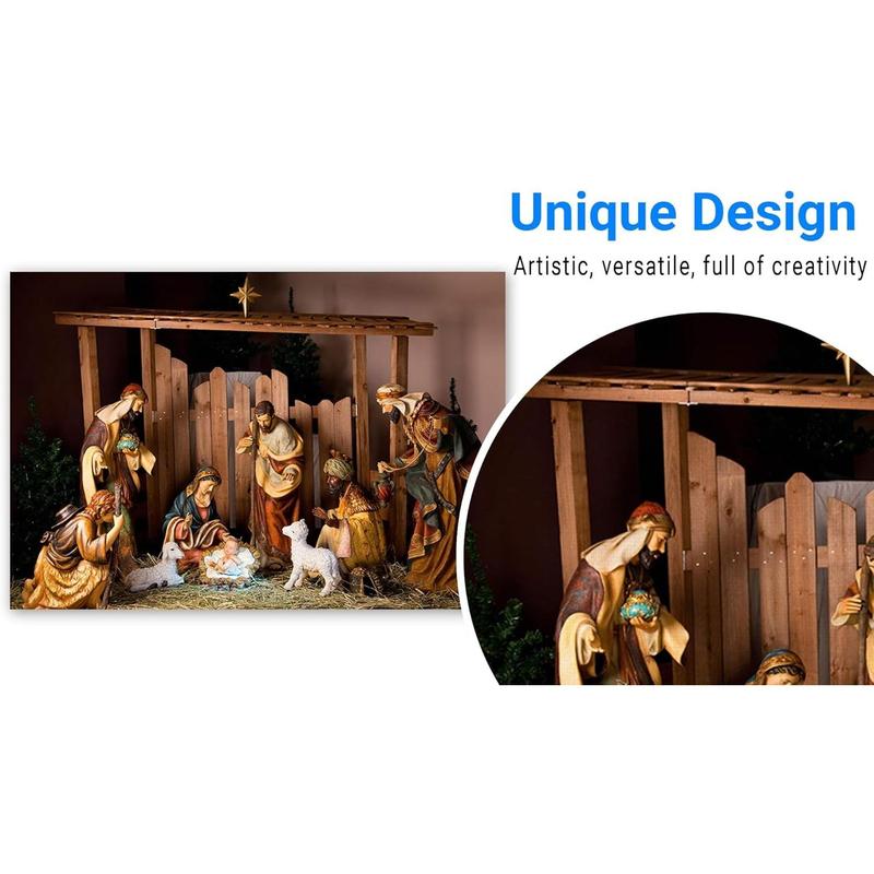 7x5ft Christmas Manger Scene Photography Backdrop Holy Night Nativity Photographic Background Merry Xmas Portrait Photobooth Banner Party Decorations Photo Studio Props