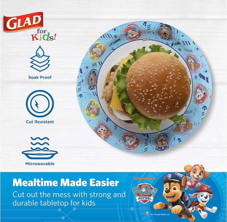 Glad Paw Patrol Paper Plates - Disposable Heavy Duty Paper Plates -  20 Count, 8.5 Inch