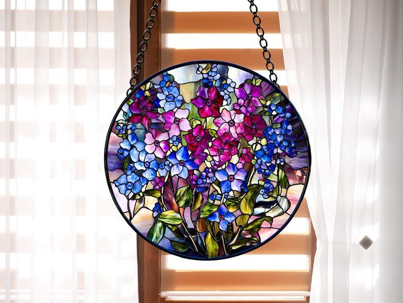 Faux Stained Glass Larkspur Flowers Acrylic Suncatcher, Peony Suncatcher, Wildflower Suncatcher, Flower Lover Gift, Gardening Lover, Home Decoration