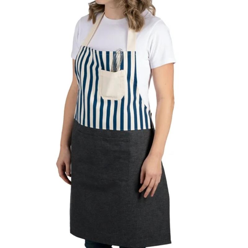 Navy Chef Kitchen Apron with Pockets, 28