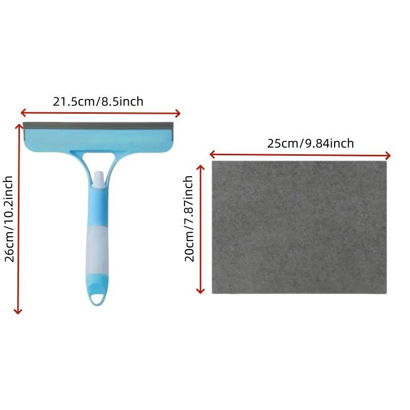 3 in 1 Glass Scraper & 2 Counts Cloth Set, 3 Counts Multifunctional Handheld Shower Window Glass Scraper, Cleaning Tool for Window, Tile, Car Windshield, Mirror