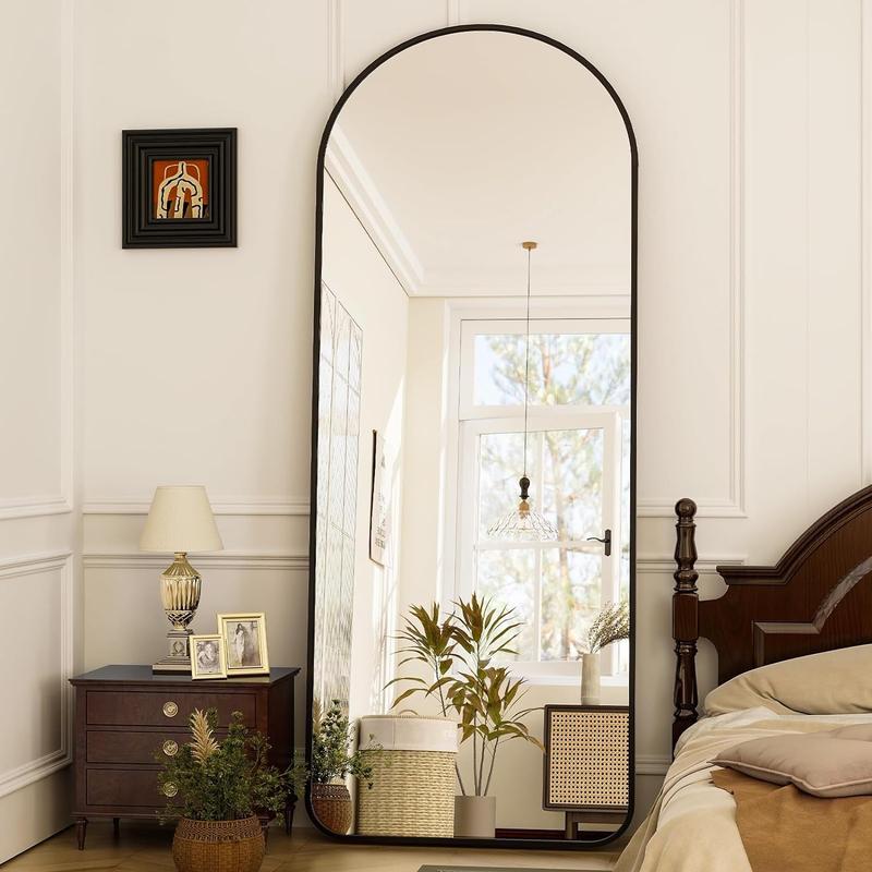 Full Length Floor Mount Mirror-Aluminum Alloy Frame-Arch Mirror Full Length HD-Full Body Mirror-for Bedroom or Living Room