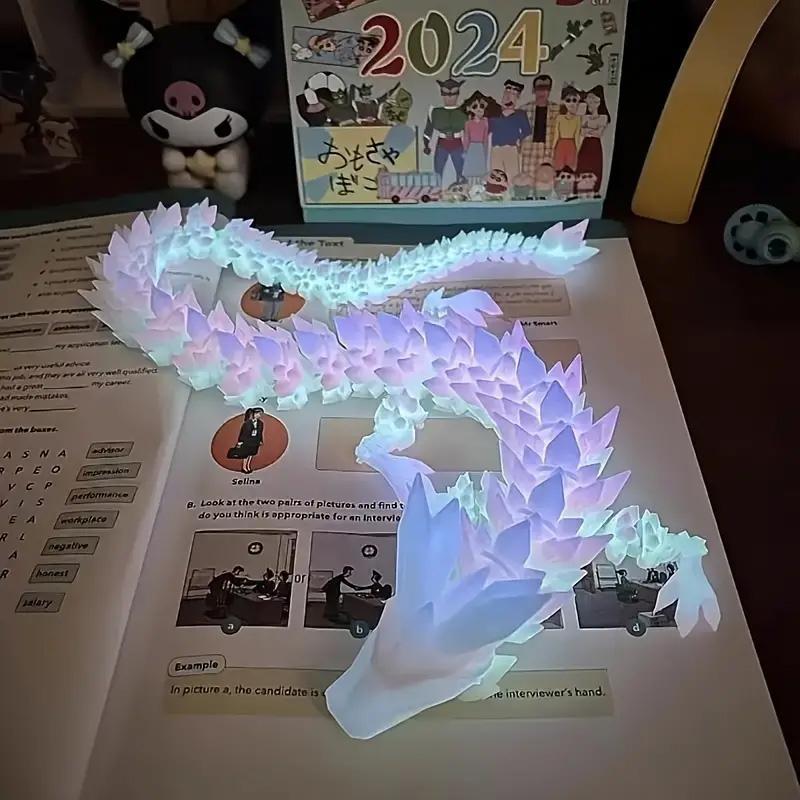 3D Printed Luminous Dragon Statue, 1 3 Counts Creative Desktop Decoration, Home Decor Ornament for Living Room Bedroom Office, Birthday Gift