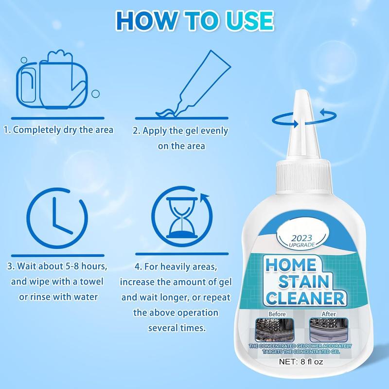 Mold Stain Remover Gel Cleaner Heavy Duty Stain Cleaner for Front Loader Washing Machine Seal, Bathroom Grout, Shower, Caulk - Front Load Washer Cleaning Solution - 8 Fl Oz Household