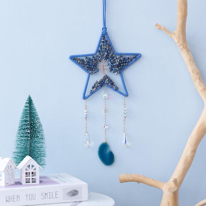 Star Design Dream Catcher, 1 Count Artificial Crystal Decor Hanging Ornament, Hanging Decor for Home Living Room Courtyard Window Garden