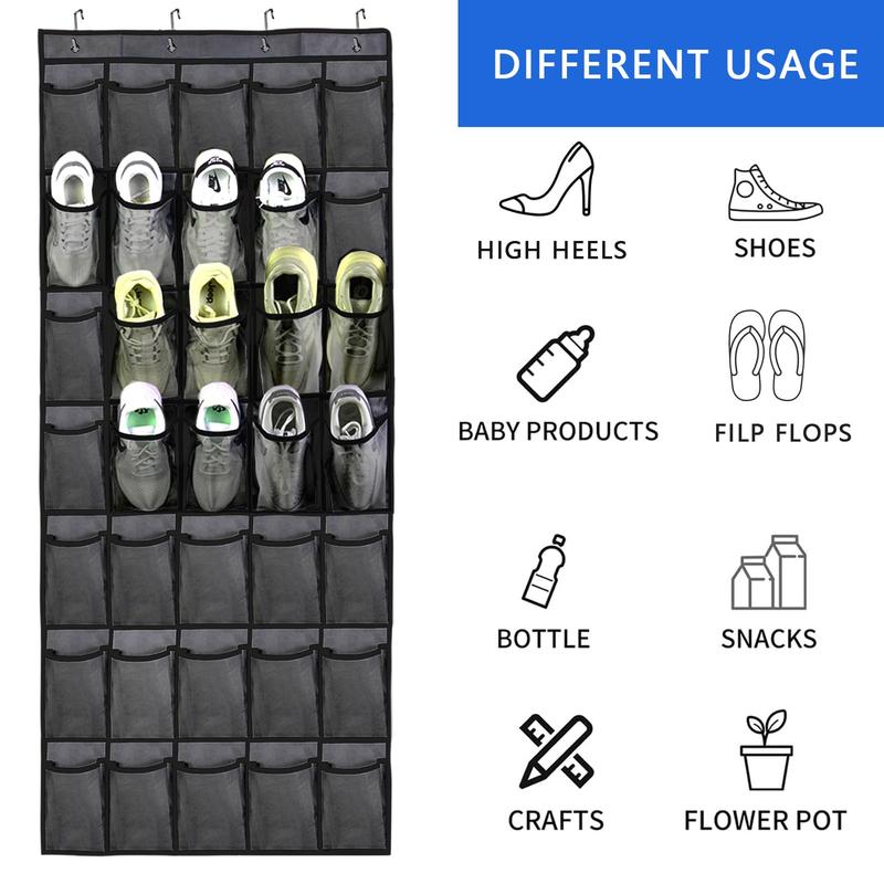 Shoe Storage Hanging Bag, 1 Count 35 Pockets Door Back Shoe Storage Organizer, Collapsible Shoe Organizer for Home Bedroom, Dorm Essentials, Room Accessories