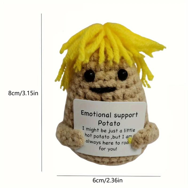 Emotional Support Potato Crochet Ornament, 1 Count Funny Positive Life Potato Crochet Gift, Knitting Handmade Emotional Support Party Decoration