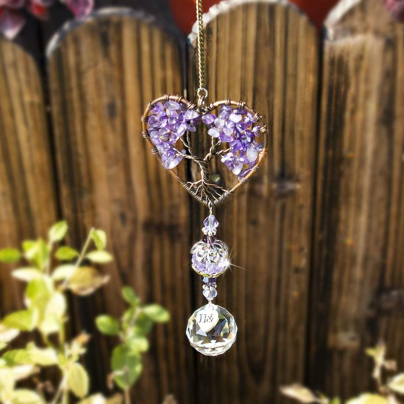 Sun Catcher Crystal Tree of Life Rainbow Maker Drops Hang for Window, Home Decor, Car Charms Christmas Decoration Gift Glass Hanging Light