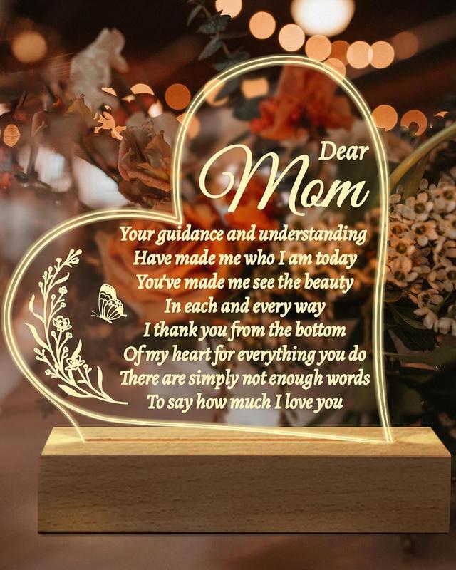 Christmas Gifts for Mom Birthday Gifts, Acrylic Engraved 15 * 19CM Presents, Valentines Day Mothers Day Christmas Gifts for Mom from Daughter Son