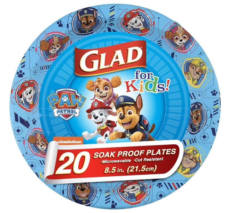 Glad Paw Patrol Paper Plates - Disposable Heavy Duty Paper Plates -  20 Count, 8.5 Inch