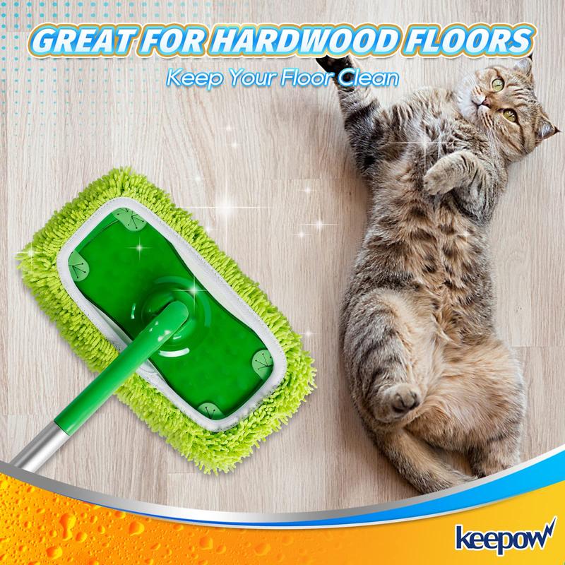 KEEPOW Dry Sweeping Wet Mopping Cloths for Swiffer Sweeper Reusable & Washable Microfiber Mop Pads (Mop is Not Included)