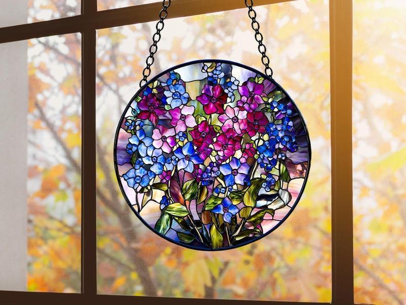 Faux Stained Glass Larkspur Flowers Acrylic Suncatcher, Peony Suncatcher, Wildflower Suncatcher, Flower Lover Gift, Gardening Lover, Home Decoration