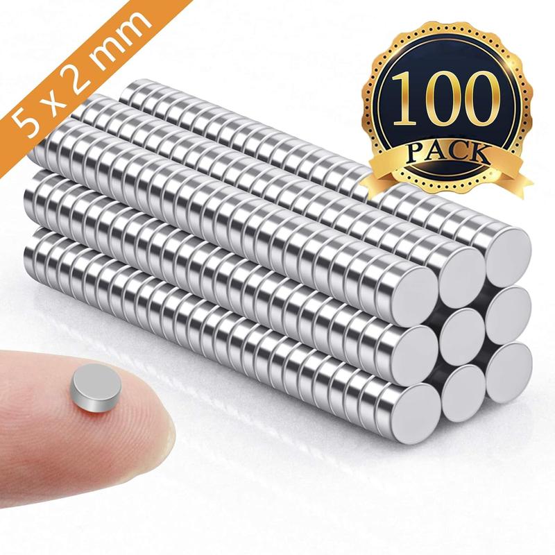 Refrigerator Mini Magnets, 100 Pack, 5x2mm, Small Little Neodymium Fridge Tiny Decor Plastic Round