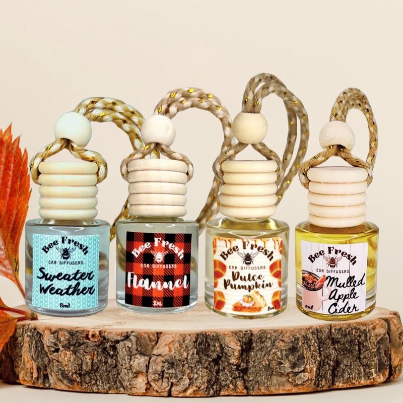 Fall Scented Bundle (4-Pack) Hanging home Diffusers - Sweater Weather, Flannel, Dulce Pumpkin, Mulled Apple Cider Fragrance Oil